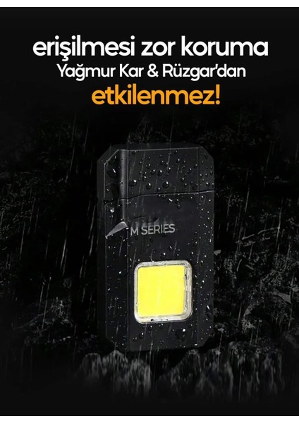 Şarjlı Yüksek Parlak ve Enerji Tasarruflu Cob LED Lamba Rüzgar Geçirmez Çakmaklı Fener Kamp Çakmağı