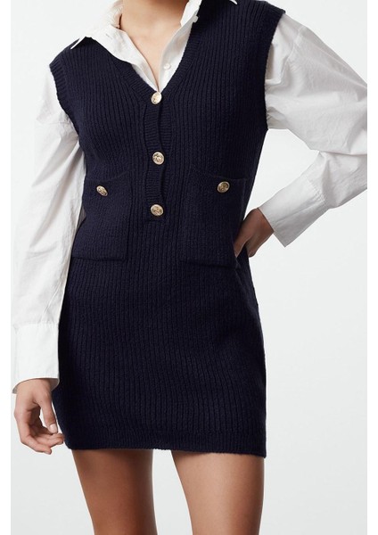 Kadın Moda Şık Mini Boy V Yaka Slim Triko Yumuşak Dokulu Elbise fiyatları