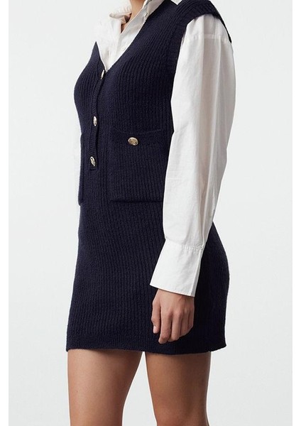 Kadın Moda Şık Mini Boy V Yaka Slim Triko Yumuşak Dokulu Elbise modelleri