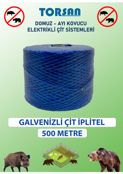 ELEKTİRİKLİ ÇİT 500 METRE ÇİFT ÖRGÜLÜ GALVANİZLİ TEL + İP