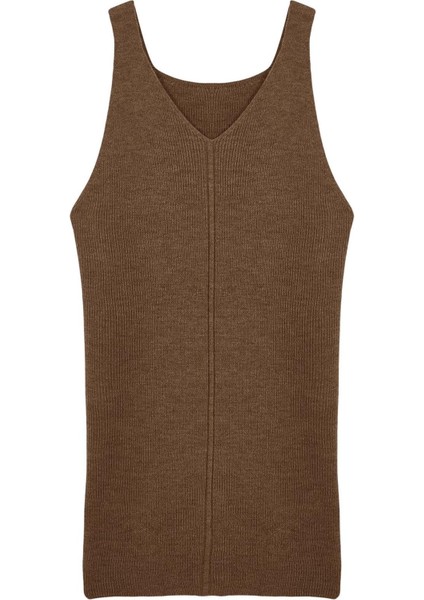 Moda Stil Fitted V Yaka Midi Boy Büyük Beden Jile Triko Elbise