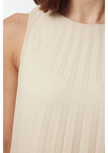 Moda Stil Regular Bisiklet Yaka Uzun Tesettür Piliseli Dokuma Içlik Elbise fiyatları