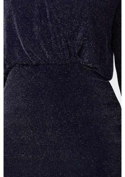 Moda Stil Fitted Kruvaze Mini Boy Parıltılı Örme Kısa Şık Abiye Elbise fırsatları