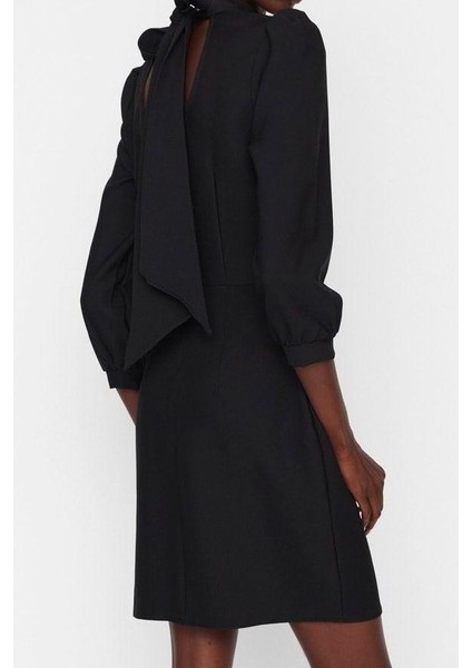 Moda Stil Regular Dik Yaka Mini Boy Dokuma Elbise