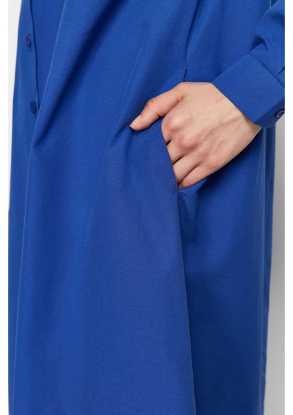 Moda Stil Regular Gömlek Yaka Maxi Boy Tesettür Düz Dokuma Gömlek Elbise fiyatları