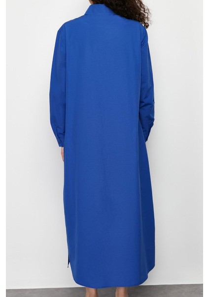 Moda Stil Regular Gömlek Yaka Maxi Boy Tesettür Düz Dokuma Gömlek Elbise indirimleri