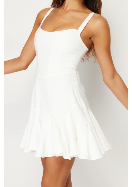 Moda Fitted Kalp Yaka Mini Boy Bridal Astarlı Korse Detaylı Biyeli Dokuma Kısa Abiye Gece Elbise fırsatları