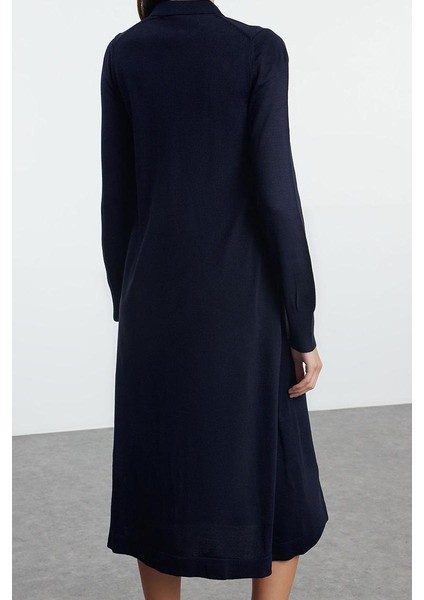 Moda Stil Regular Polo Yaka Midi Boy Triko Elbise fiyatları