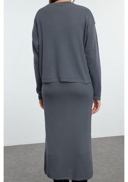 Moda Stil Slim V Yaka Midi Boy Premium Iplik Özel Iplik Triko Hırka- Elbise Takım fiyatları