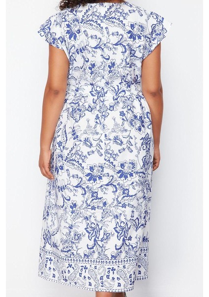 Moda Stil Relaxed V Yaka Maxi Boy Büyük Beden Derin Dokuma Elbise indirimleri