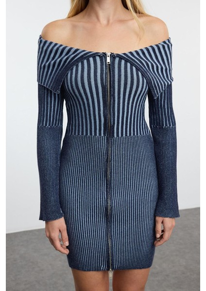 Moda Stil Slim Devrik Yaka Mini Boy Triko Premium Iplik Özel Iplik Yıkama Efektli Elbise modelleri