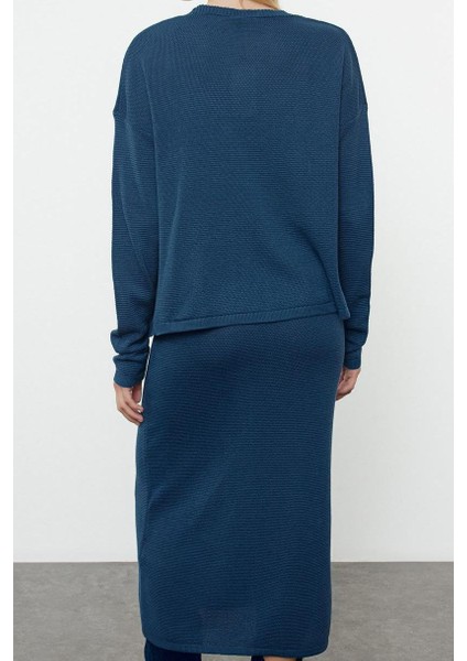 Moda Stil Slim V Yaka Midi Boy Triko Premium Iplik Özel Iplik Hırka-Elbise Takım fiyatları
