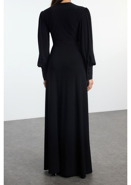 Moda Stil Regular Kruvaze Maxi Boy Düz Örme Elbise indirimleri