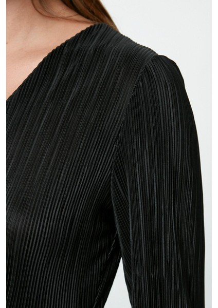 Moda Stil Regular Kruvaze Midi Boy Pilise Astarlı Anvelop Esnek Örme Elbise fırsatları