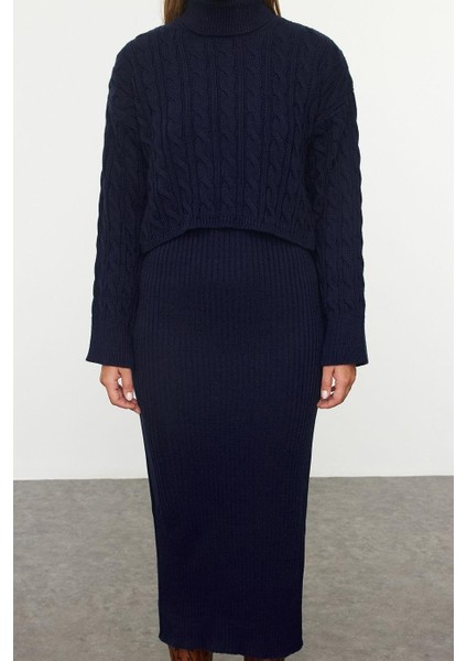 Moda Stil Regular Balıkçı Yaka Regular Boy Triko Kazak-Elbise Takım modelleri