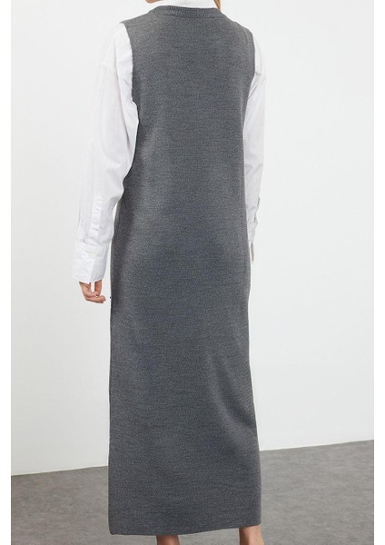 Moda Stil Regular Bisiklet Yaka Uzun Tesettür Incili Triko Elbise indirimleri