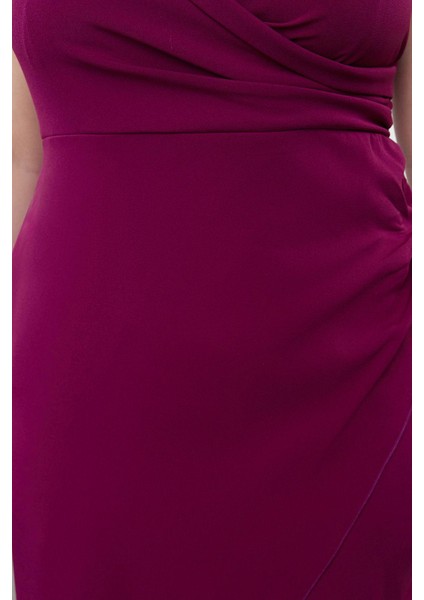 Moda Fitted Kalp Yaka Maxi Büyük Beden Yırtmaçlı Uzun Astarlı Abiye Gece Mezuniyet Nişan Elbise