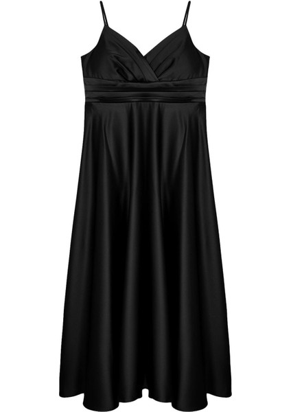 Moda Fitted Kalp Yaka Maxi Büyük Beden Askılı Kruvaze Yaka Dokuma Abiye Gece Mezuniyet Nişan Elbise