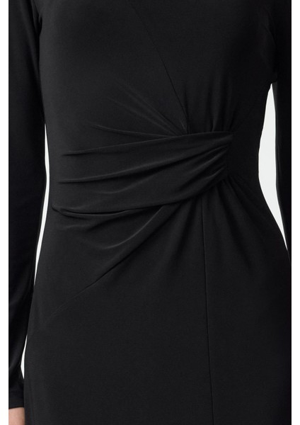 Moda Slim Asimetrik Yaka Maxi Boy Limited Editon Omzu Açık Vücuda Oturan Drapeli Esnek Örme Elbise fiyatları