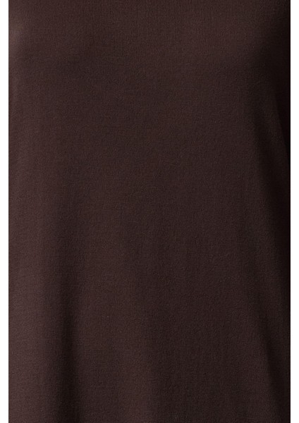 Moda Stil Regular Bisiklet Yaka Mini Boy Triko Basic Pamuklu Elbise
