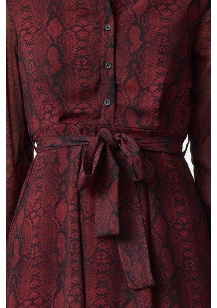 Moda Stil Regular Gömlek Yaka Mini Boy Dokuma Elbise