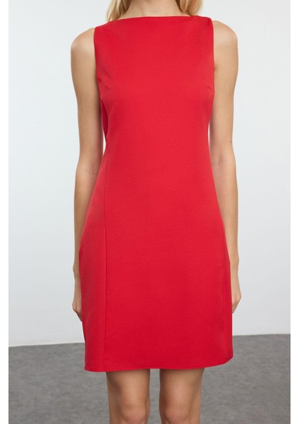 Moda Stil Regular Bisiklet Yaka Mini Boy A Kesim Dokuma Elbise modelleri