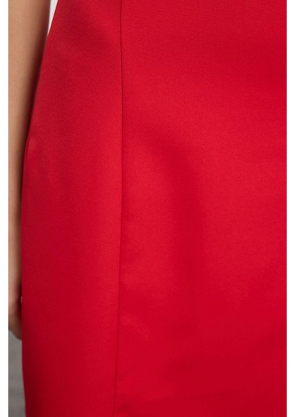 Moda Stil Regular Bisiklet Yaka Mini Boy A Kesim Dokuma Elbise fırsatları