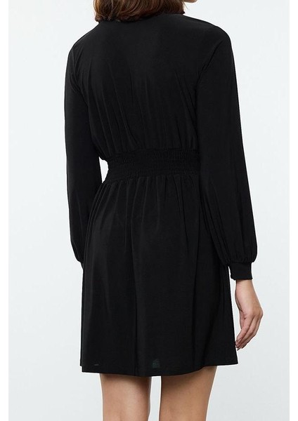 Moda Stil Slim Polo Yaka Mini Boy Beli Lastikli Örme Elbise indirimleri
