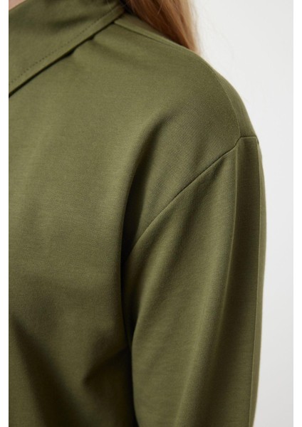 Moda Stil Regular Polo Yaka Mini Boy Düz Vücuda Oturan Örme Elbise