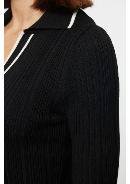 Moda Stil Slim Polo Yaka Midi Boy Taş Renk Bloklu Triko Premium Iplik Özel Iplik Elbise fiyatları