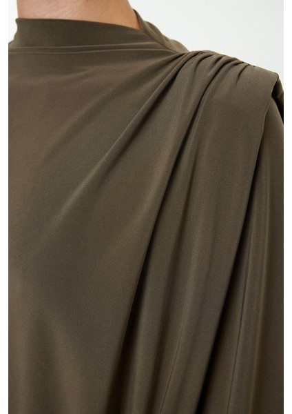 Moda Stil Regular Dik Yaka Mini Boy Düz Vatkalı Dokuma Elbise fiyatları