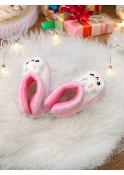 Kız Çocuk Pembe Tavşanlı Panduf Kışlık Yumuşak Peluş Ev Ayakkabısı modelleri