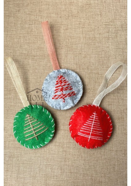 Keçe El Yapımı Yılbaşı Çam Ağacı Süsü Yeni Yıl Dekor Keçe Süs, 3 Adet modelleri