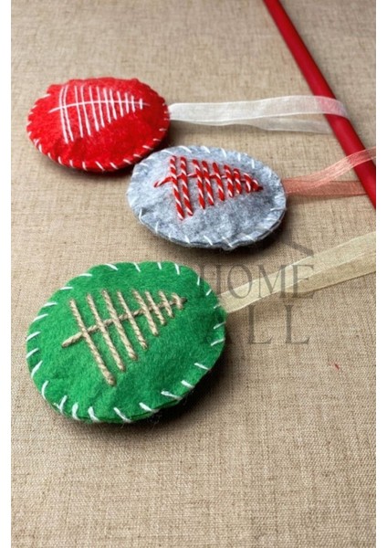 Keçe El Yapımı Yılbaşı Çam Ağacı Süsü Yeni Yıl Dekor Keçe Süs, 3 Adet fırsatları