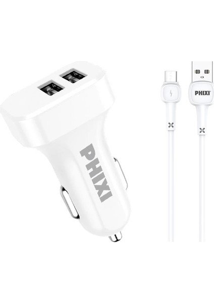 PCC511M Basic 2.1A Çift Çıkışlı Micro USB Kablolu Araç Şarj Cihazı