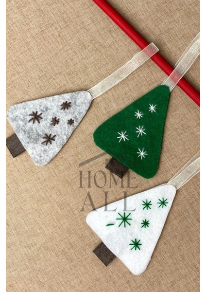 Keçe El Yapımı 6 Adet Yılbaşı Çam Ağacı Süsü, Yeni Yıl Dekor Keçe Süs fiyatları