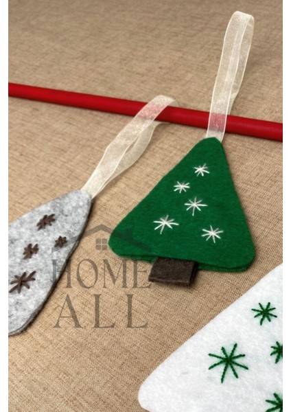 Keçe El Yapımı 6 Adet Yılbaşı Çam Ağacı Süsü, Yeni Yıl Dekor Keçe Süs modelleri