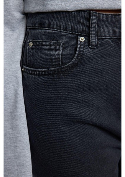 Kadın Moda Şık Kot Pantolon Geniş Paça Regular Boy Denim Yüksek Bel Uzun Straight Jeans