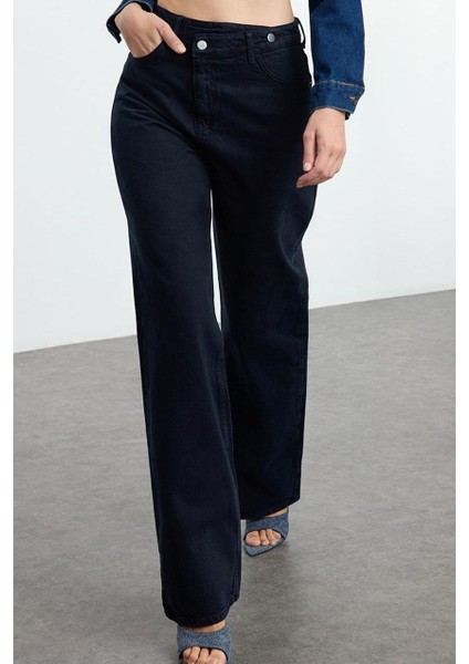 Kadın Moda Şık Kot Pantolon Geniş Paça Uzun Boy Denim Yüksek Bel Jeans modelleri