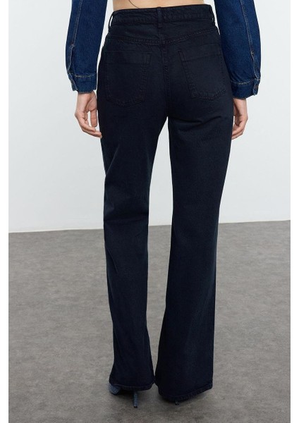 Kadın Moda Şık Kot Pantolon Geniş Paça Uzun Boy Denim Yüksek Bel Jeans indirimleri
