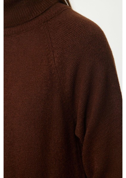 Kadın Moda Şık Mini Boy Balıkçı Yaka Regular Triko Basic Elbise