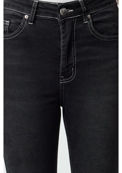 Kadın Moda Şık Kot Pantolon Boru Paça Uzun Boy Denim Yüksek Bel Skinny Jeans fırsatları