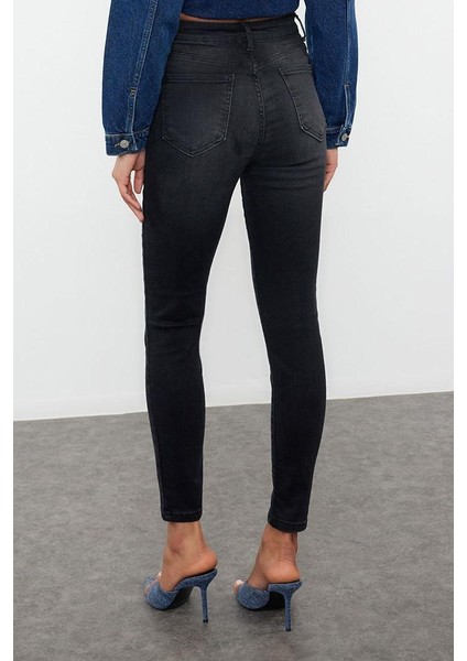 Kadın Moda Şık Kot Pantolon Dar Paça Regular Boy Denim Yüksek Bel Skinny Jeans