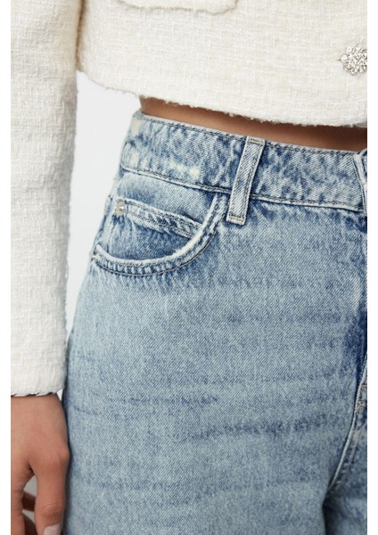 Kadın Moda Şık Kot Pantolon Geniş Paça Uzun Boy Denim Mavi Yüksek Bel Ekstra Palazzo Jeans fırsatları