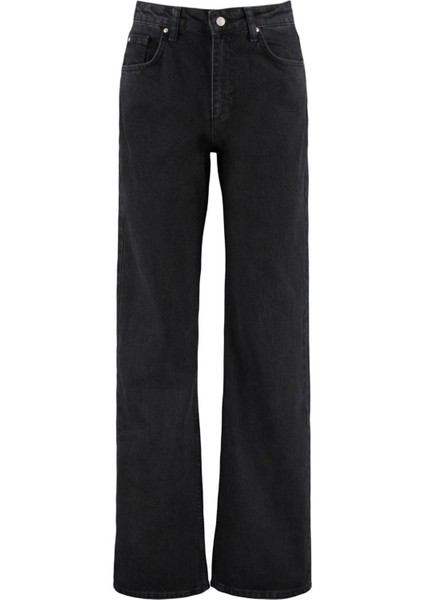 Kadın Moda Şık Kot Pantolon Geniş Paça Uzun Boy Denim Yüksek Bel Jeans