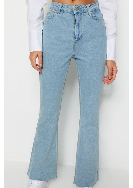 Kadın Moda Şık Kot Pantolon Geniş Paça Regular Boy Denim Yüksek Bel Crop Jeans