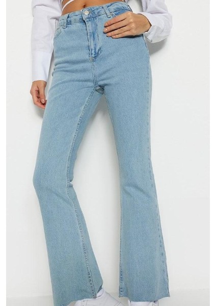 Kadın Moda Şık Kot Pantolon Geniş Paça Regular Boy Denim Yüksek Bel Crop Jeans