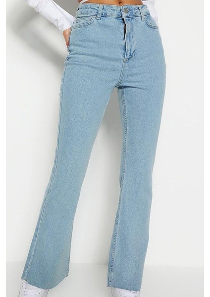 Kadın Moda Şık Kot Pantolon Geniş Paça Regular Boy Denim Yüksek Bel Crop Jeans