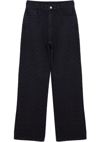 Kadın Moda Şık Kot Pantolon Geniş Paça Regular Boy Denim Yüksek Bel Jeans