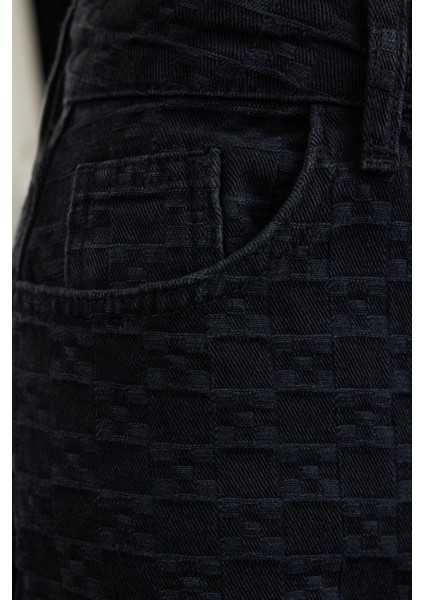 Kadın Moda Şık Kot Pantolon Geniş Paça Regular Boy Denim Yüksek Bel Jeans